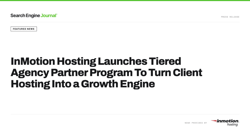 InMotion Hosting Introduces Tiered Agency Partner Program, Exclusive Perks and Dedicated Support